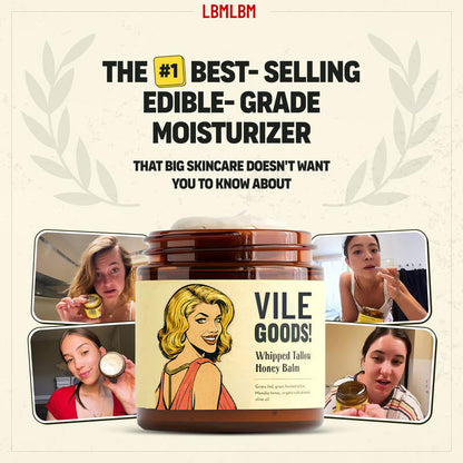 VILEGOODS! Whipped Beef Tallow & Manuka Honey Organic Nourishing Face Cream Moisturizer Body Lotion Skin Care Lip Balm Hydrating Moisturizing 100% Natural ingredients-Oil